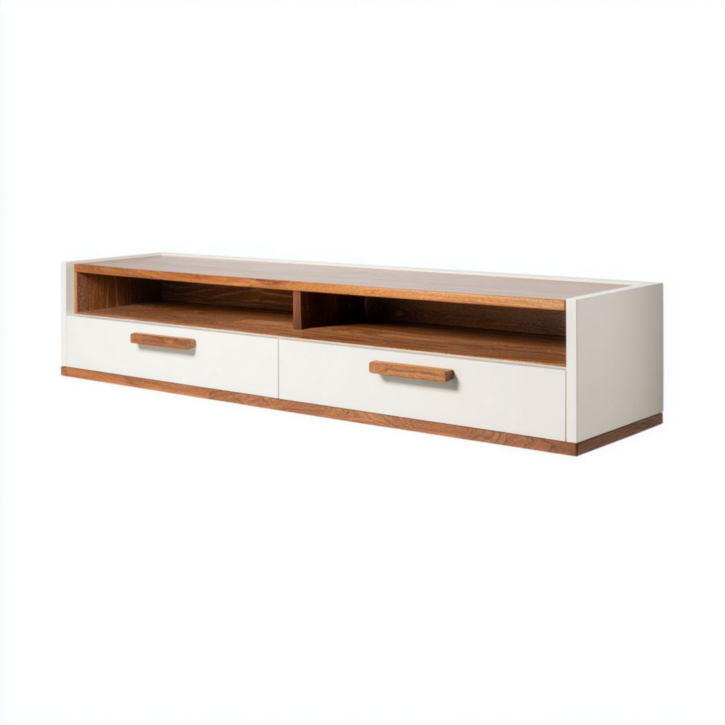 Houten tv-meubel met opbergruimte en metalen poten 150 x 40 x 50cm