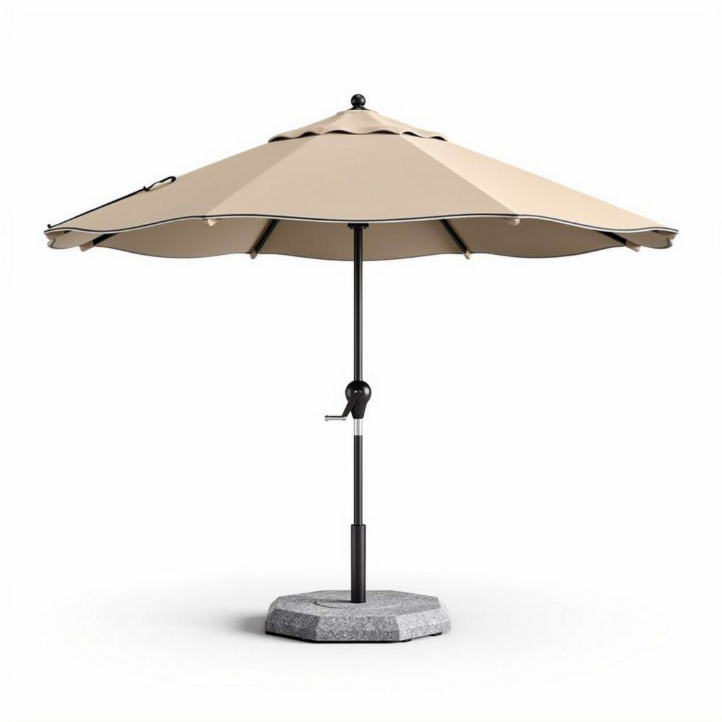 Parasol met zandkleurige doeken 300 cm met stevige betonvoet