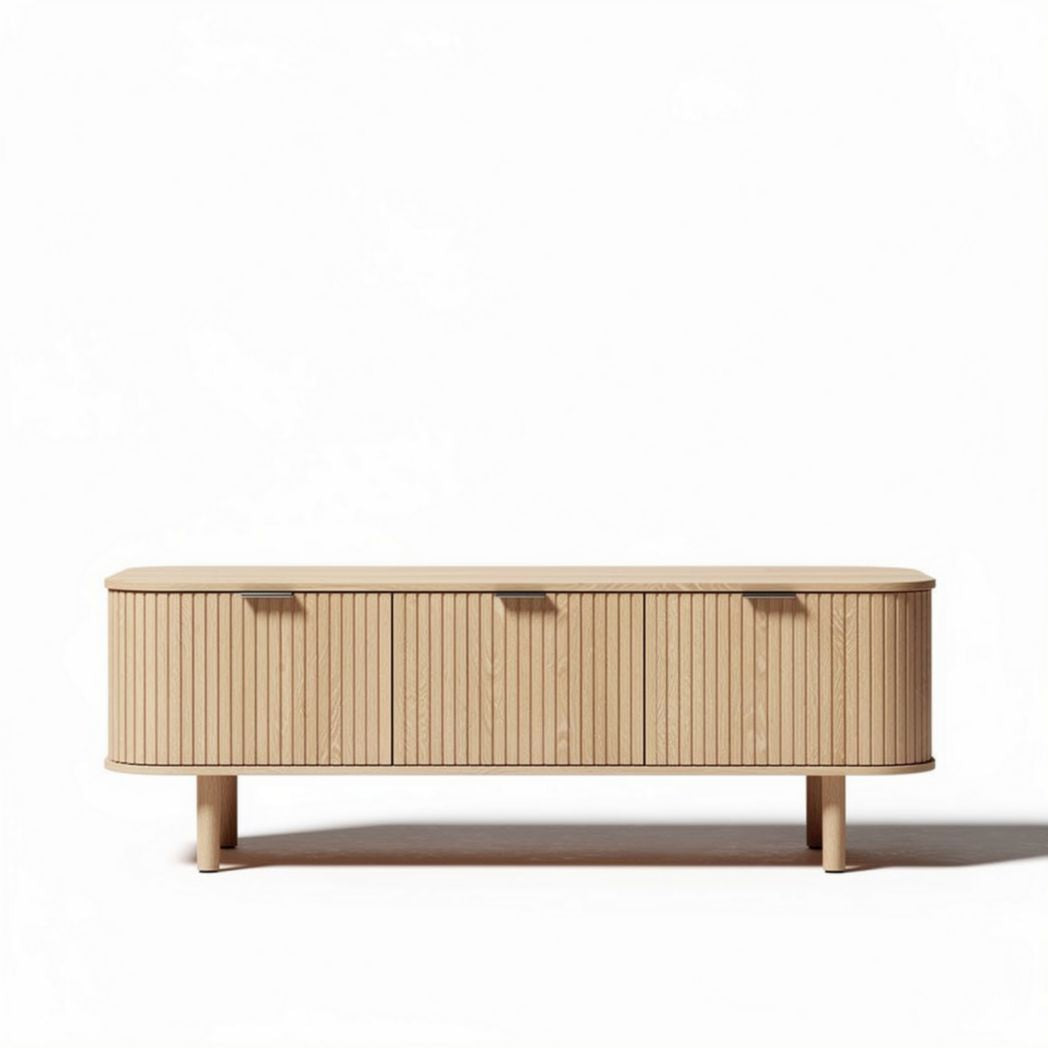 Luxe houten tv-meubel met lade in naturel kleur 120 x 40 x 45cm