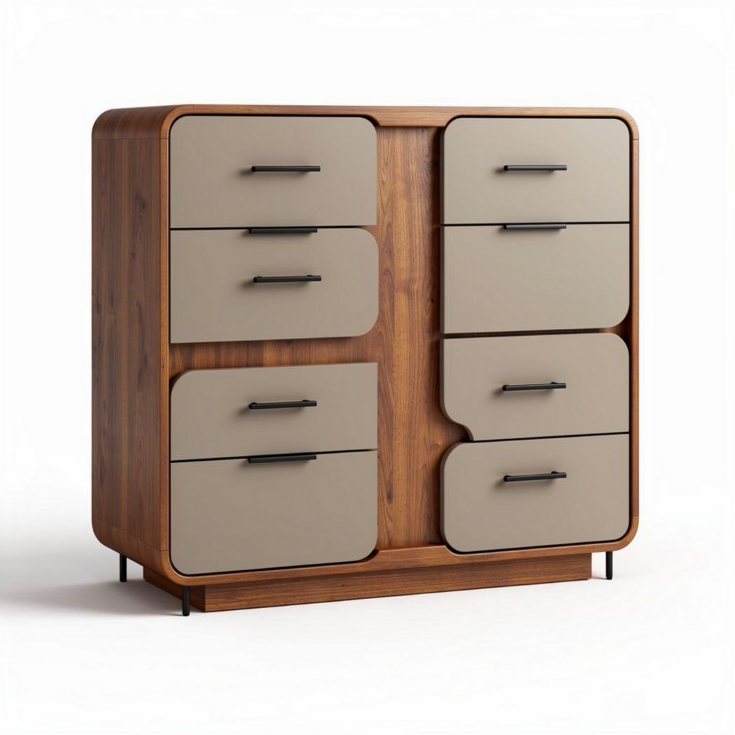 Houten kast met zes lades en afmetingen van 105 x 45 x 95cm
