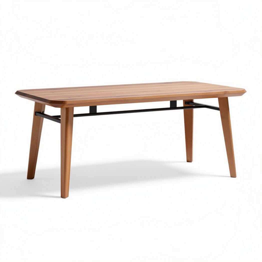 Houten eettafel met metalen poten 120 x 60 x 75cm in natuurlijk kleur