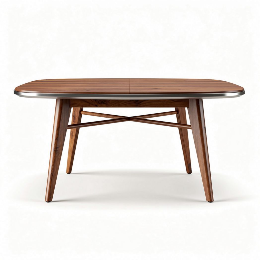 Eetkamertafel van hout met ronde hoeken 180 x 90 x 75cm bruin