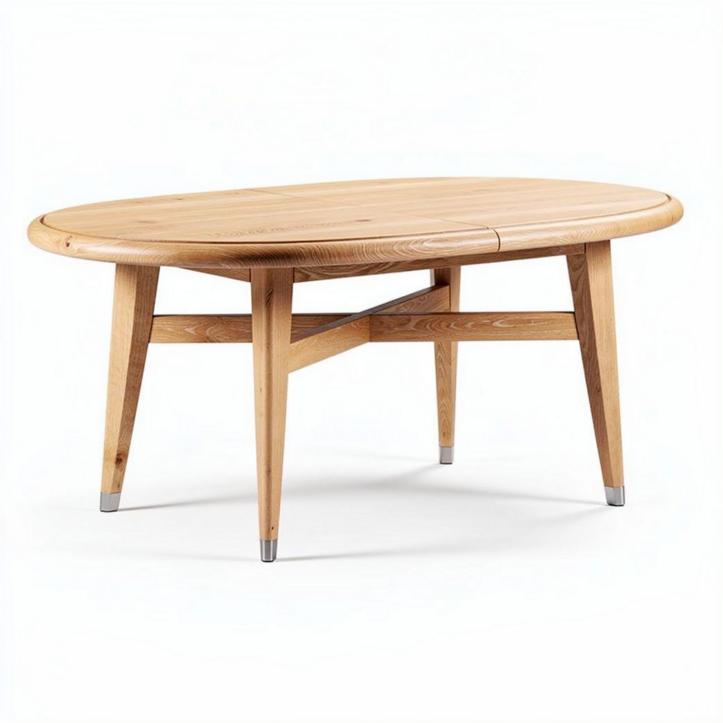 Eettafel van massief grenen hout ovalen vorm 150 x 90 x 75cm