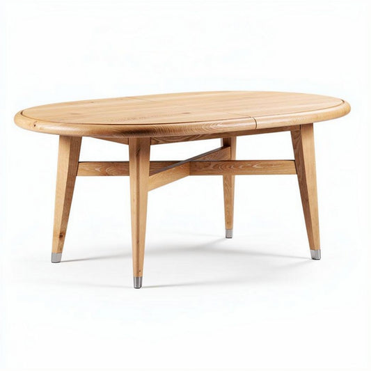 Eettafel van massief grenen hout ovalen vorm 150 x 90 x 75cm