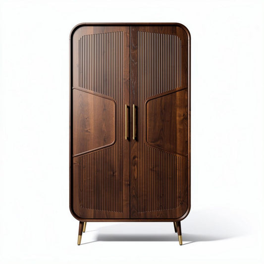 Houten kast met afgeronde hoeken en verticale lijnen 90 x 45 x 180cm