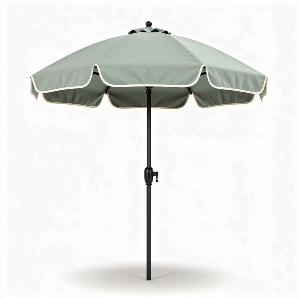 Parasold met een metalen houder en groene doek afmetingen 200 x 200 x 250cm