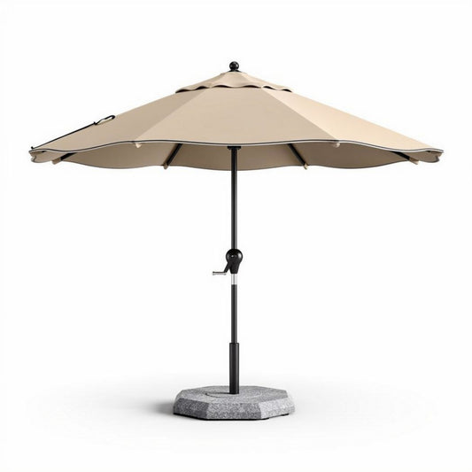 Parasol met zandkleurige doeken 300 cm met stevige betonvoet