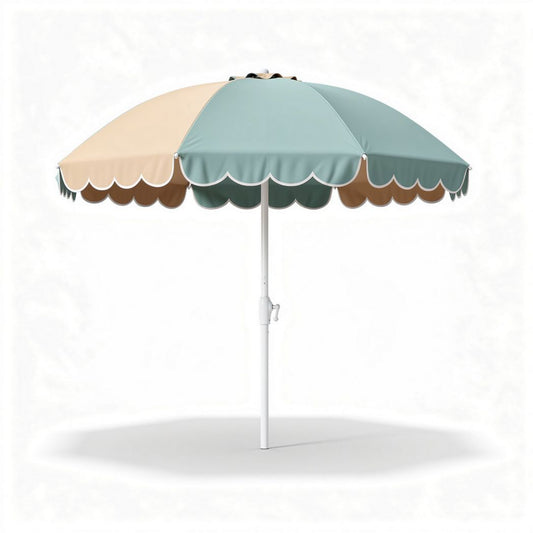 Parasol met groen en beige doek van 180 x 180 x 200cm voor buitengebruik